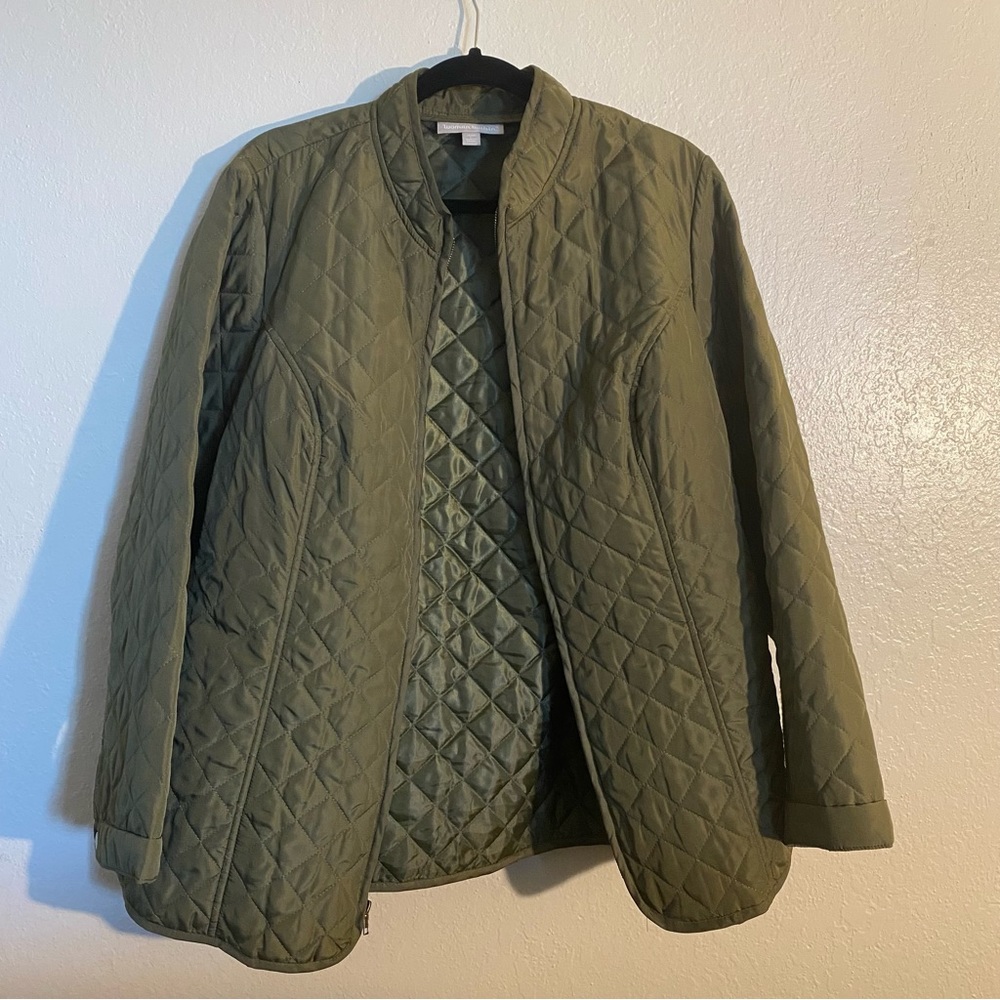 Woman Within Plus Size Zip-Front Quilted Lightweight Jacket